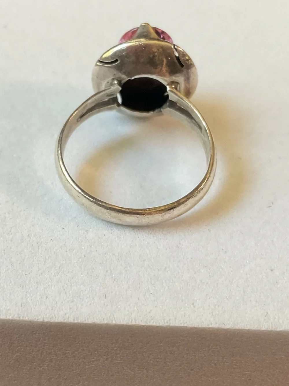 Vintage Sterling Silver Pink Gemstone Ring Size 8